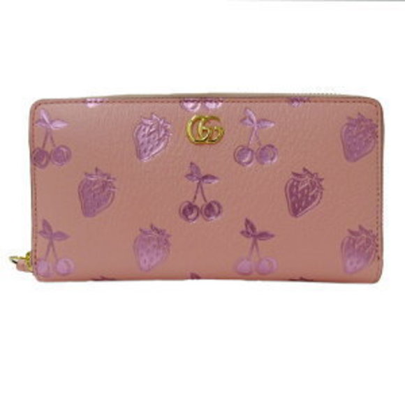 Gucci Wallet Marmont Pink Leather Fruit Long - Picture 1 of 7
